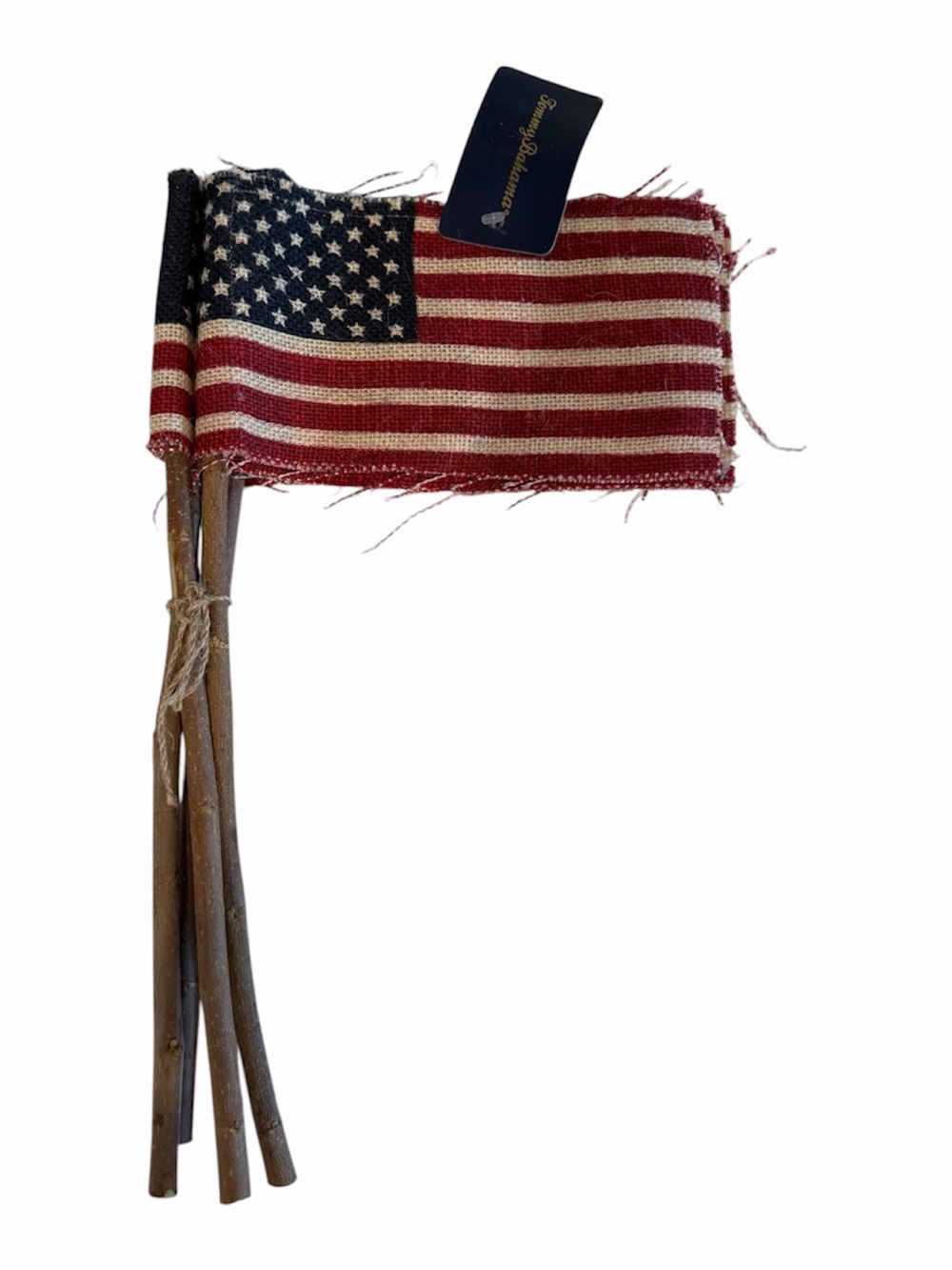 Tommy Bahama Set of 4 Burlap Patriotic 4th of July Burlap Flag on a Stick NWT